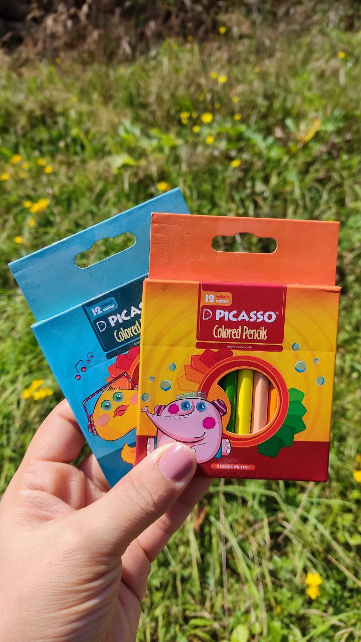 مداد رنگی 12 رنگ کوتاه پیکاسو طرح فیل صورتی